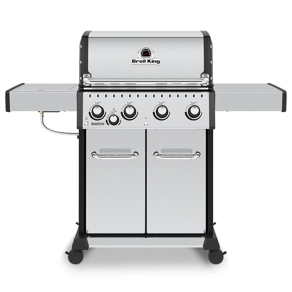 Broil King BR-S440 Baron S440 Pro Stainless Steel Infrared 4-Burner Gas Grill With Side Burner, 57-Inches
