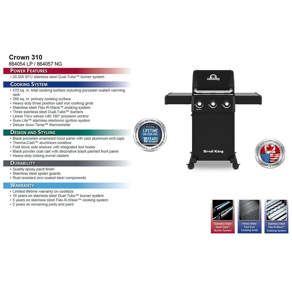 Broil King CRN-864 Crown 310 Stainless Steel Gas Grill, 50-Inches - Image 4